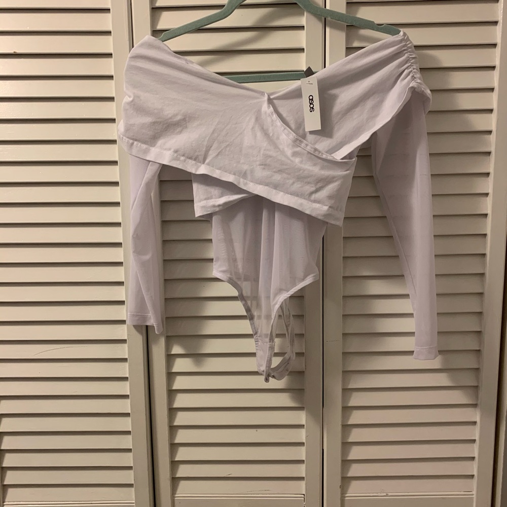 NWT ASOS white mesh Bardot bodysuit - Picture 6 of 6